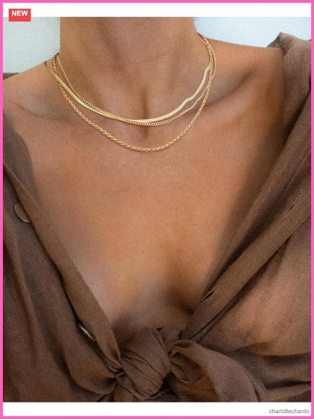 Layered Herringbone Necklace Set Gold Plated Stackable Dainty Women Jewelry Gift